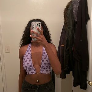 selling small purple heart crop top